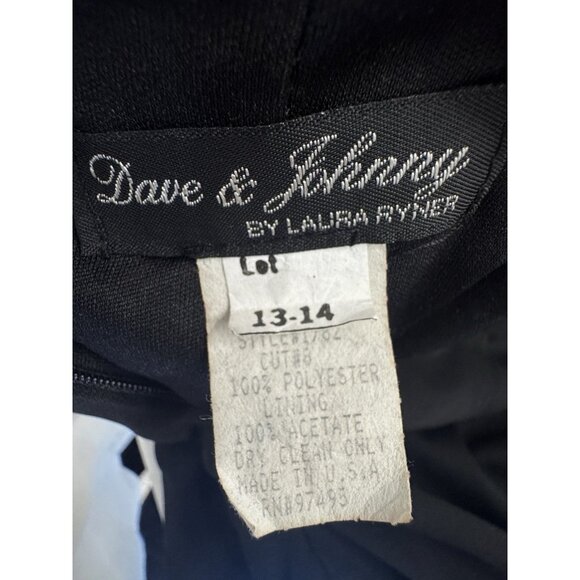 Dave & Johnny Y2K Vtg 90s 13/14 Black Babydoll Dress Gold Accent Maxi Whimsigoth - Picture 8 of 15